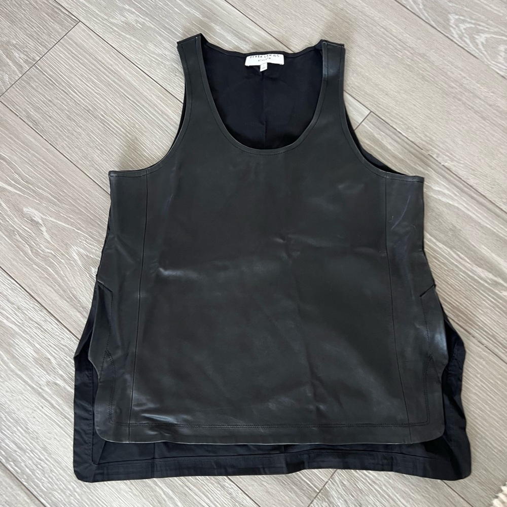 Derek Lam Athleta Black faux Leather Sleeveless Top